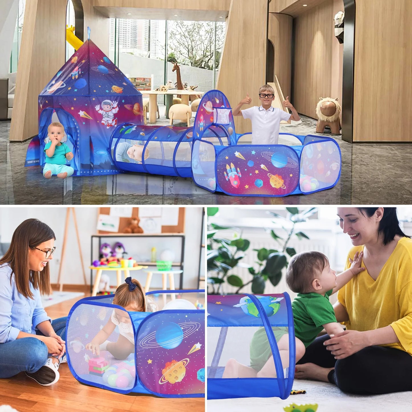 Infantes Kids Play Tent Galaxy Blue + Free 50 Balls