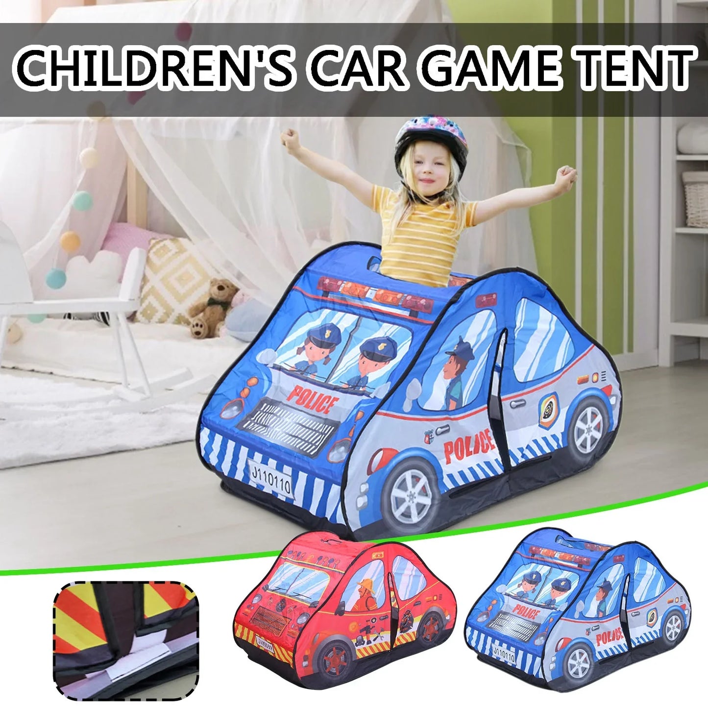 Kids Car Tent House + Free 50 Balls