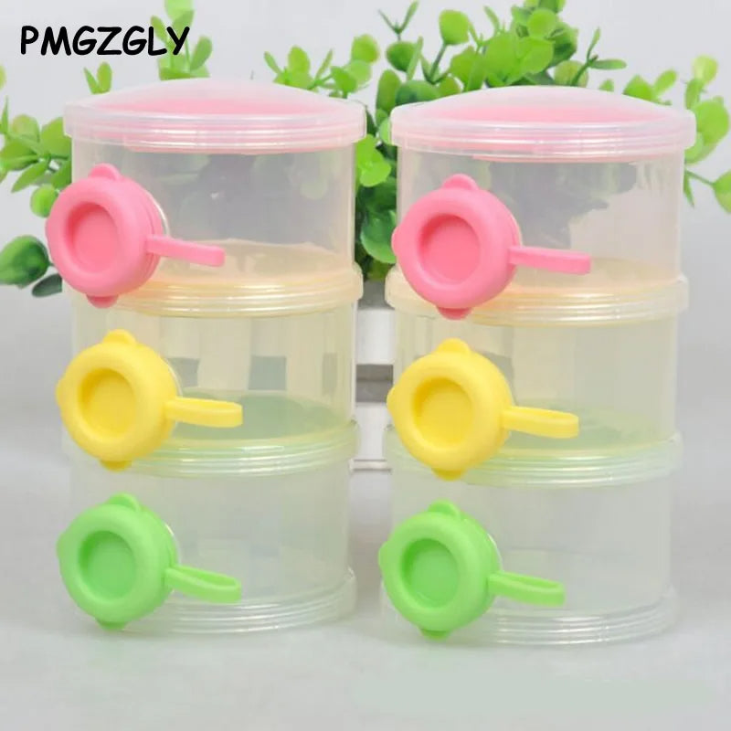 1PCS Portable 3-Layer Baby Milk Powder Formula Dispenser Container with Side Opener - Infant Food Storage Box