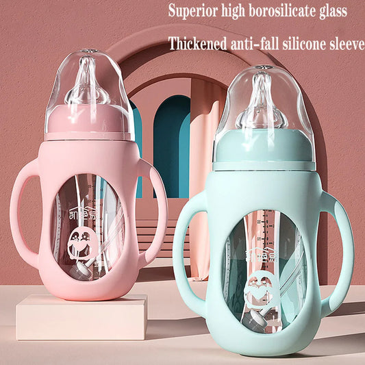 Glass milk bottle, double purpose baby bottle