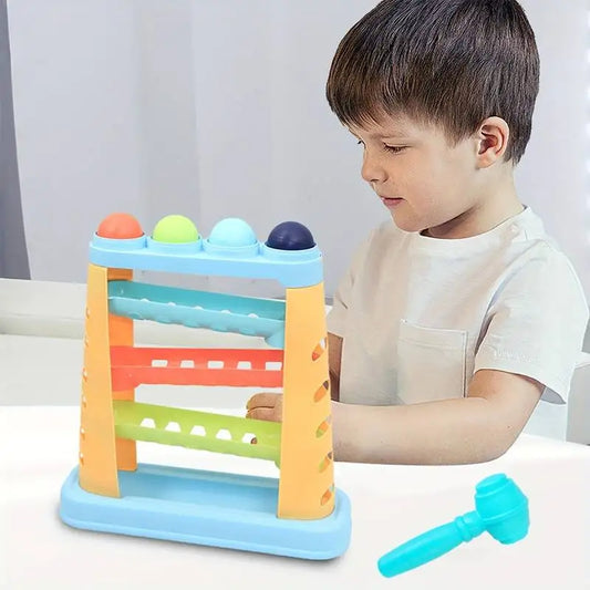 "Pure Bliss Children's Knock-on Ball Fun - Multi-layer Educational Track Building Hammer Creative Slide Toy