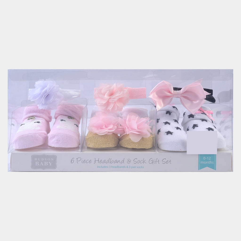 BABY GIRL SOCKS & HEADBAND PACK OF 3 GIFT SET