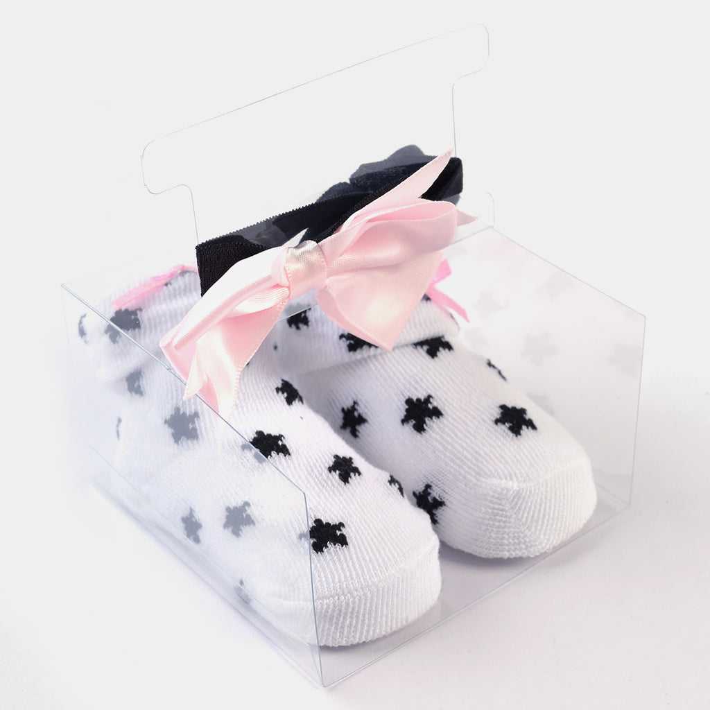 BABY GIRL SOCKS & HEADBAND PACK OF 3 GIFT SET