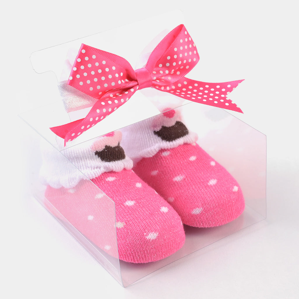 BABY GIRL SOCKS & HEADBAND PACK OF 3 GIFT SET