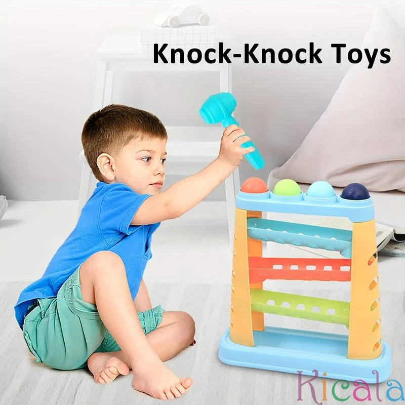 "Pure Bliss Children's Knock-on Ball Fun - Multi-layer Educational Track Building Hammer Creative Slide Toy