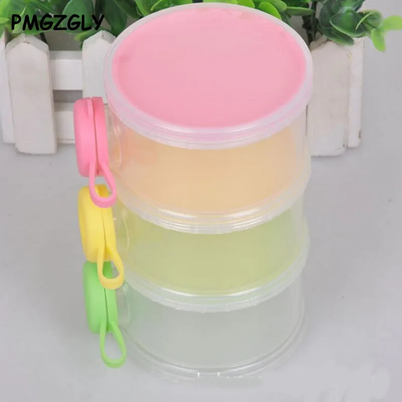 1PCS Portable 3-Layer Baby Milk Powder Formula Dispenser Container with Side Opener - Infant Food Storage Box