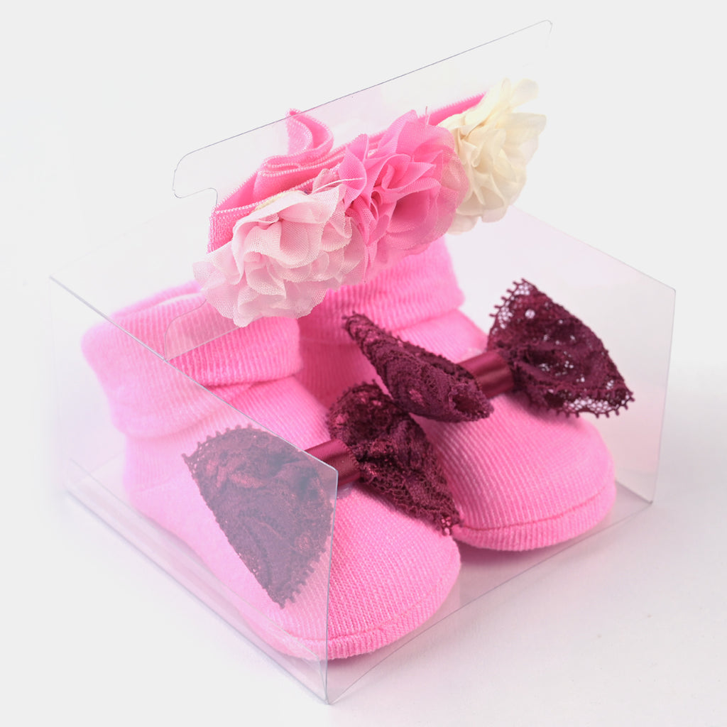 BABY GIRL SOCKS & HEADBAND PACK OF 3 GIFT SET