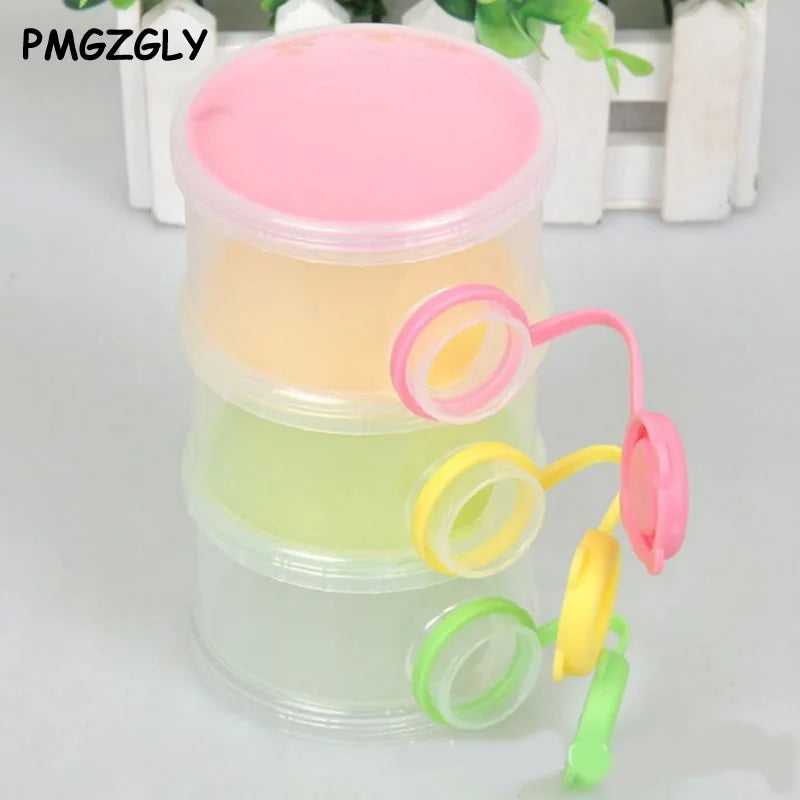 1PCS Portable 3-Layer Baby Milk Powder Formula Dispenser Container with Side Opener - Infant Food Storage Box