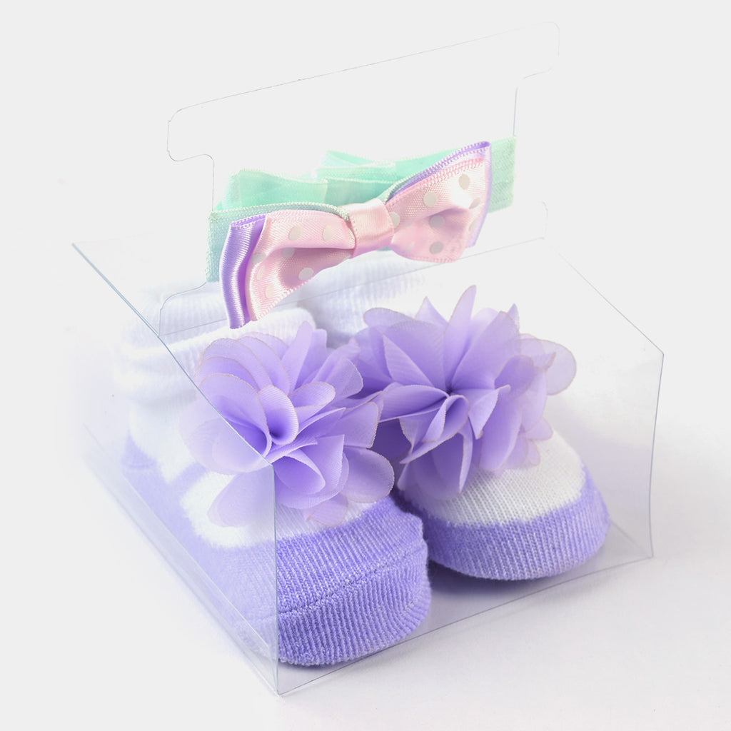 BABY GIRL SOCKS & HEADBAND PACK OF 3 GIFT SET