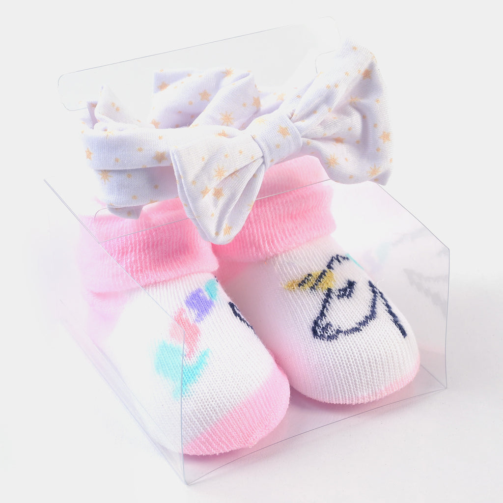 BABY GIRL SOCKS & HEADBAND PACK OF 3 GIFT SET