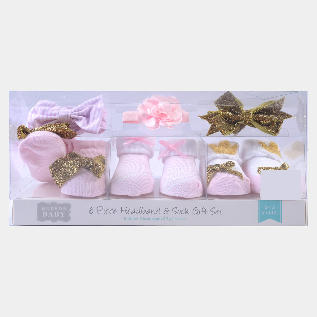 BABY GIRL SOCKS & HEADBAND PACK OF 3 GIFT SET