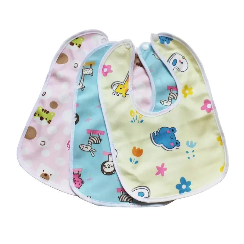 Super Soft Crystal Velvet Baby Bib with Cartoon Snap - Waterproof Newborn Saliva Towel 1 piece