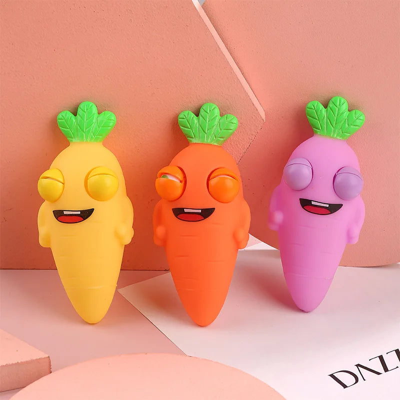 "Creative Cute Fruit Carrots: Silicon Eye-Popping Squeeze Toys for Kids - Stress-Relief Decompression and Explosive Fun"