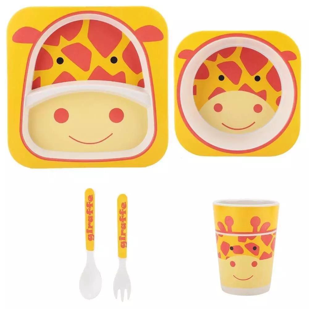 KIDS 5IN1 BAMBOO FIBRE TABLEWARE SET-lion