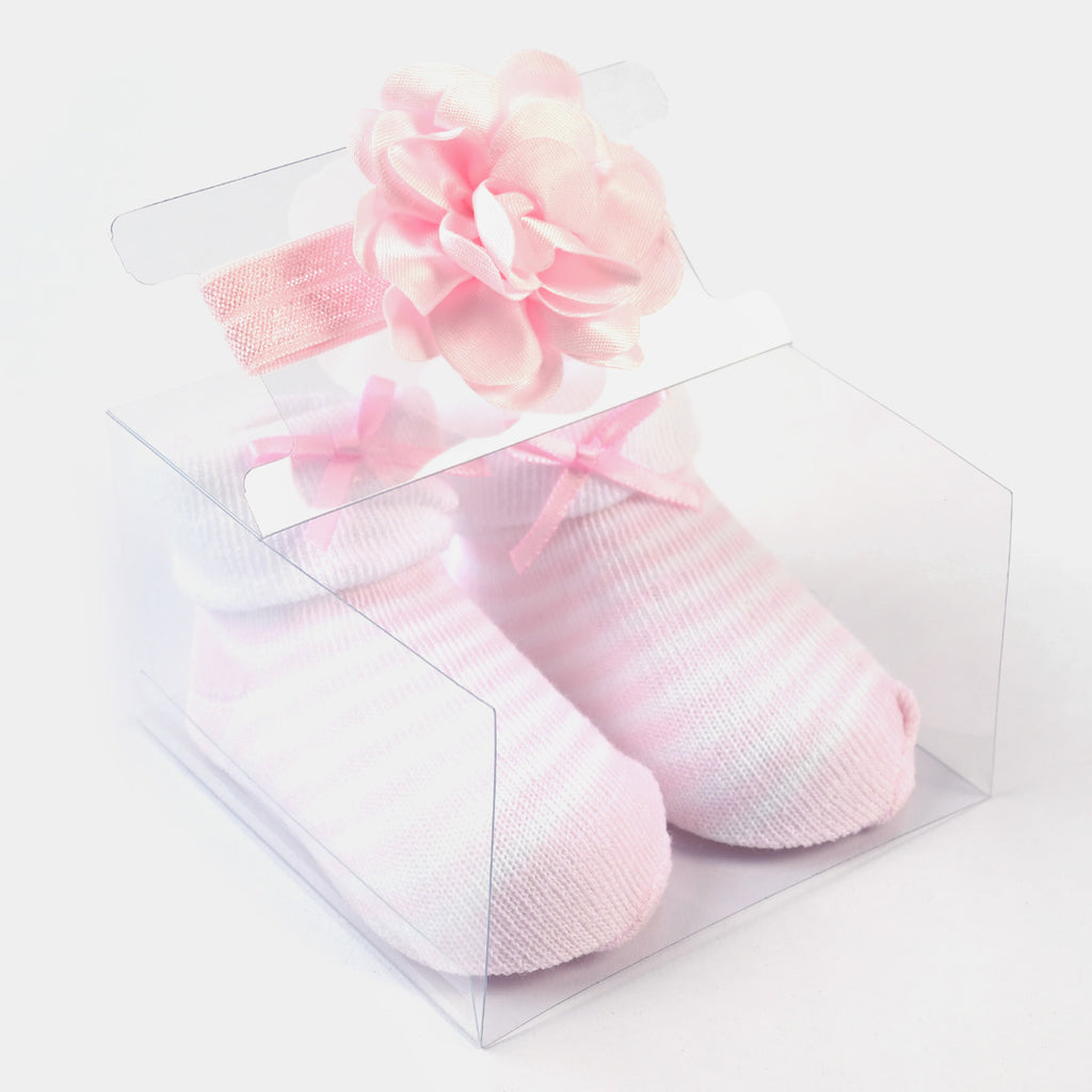 BABY GIRL SOCKS & HEADBAND PACK OF 3 GIFT SET