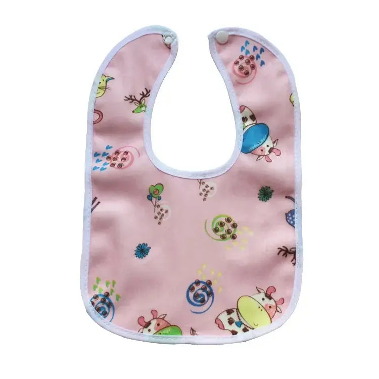 Super Soft Crystal Velvet Baby Bib with Cartoon Snap - Waterproof Newborn Saliva Towel 1 piece