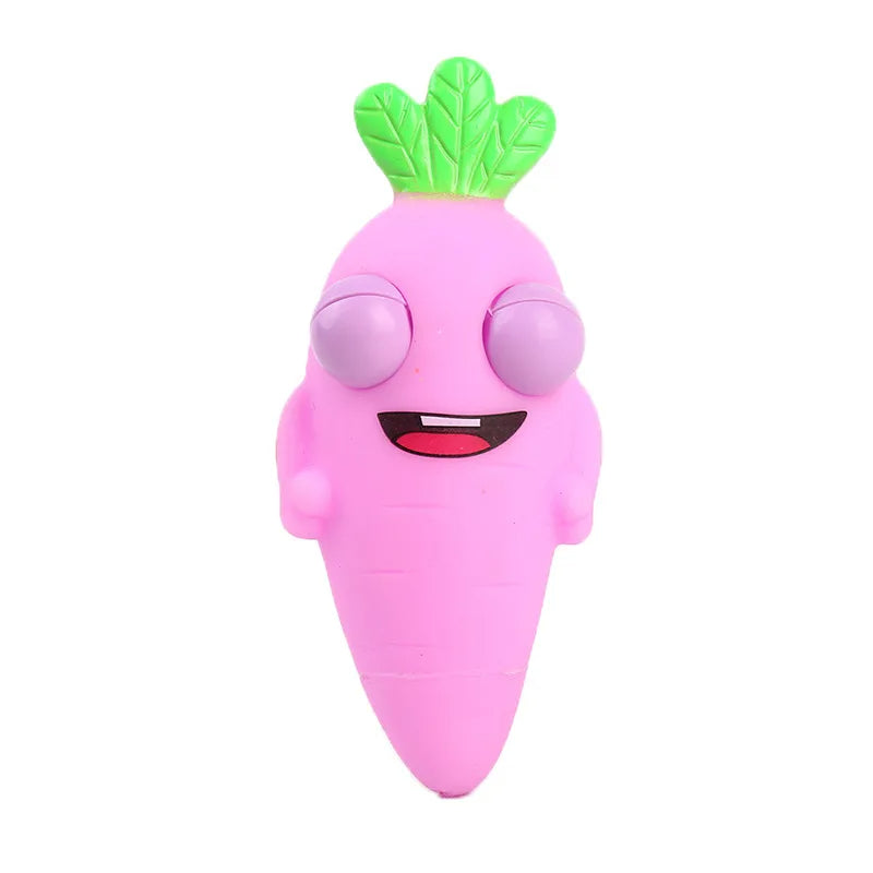 "Creative Cute Fruit Carrots: Silicon Eye-Popping Squeeze Toys for Kids - Stress-Relief Decompression and Explosive Fun"