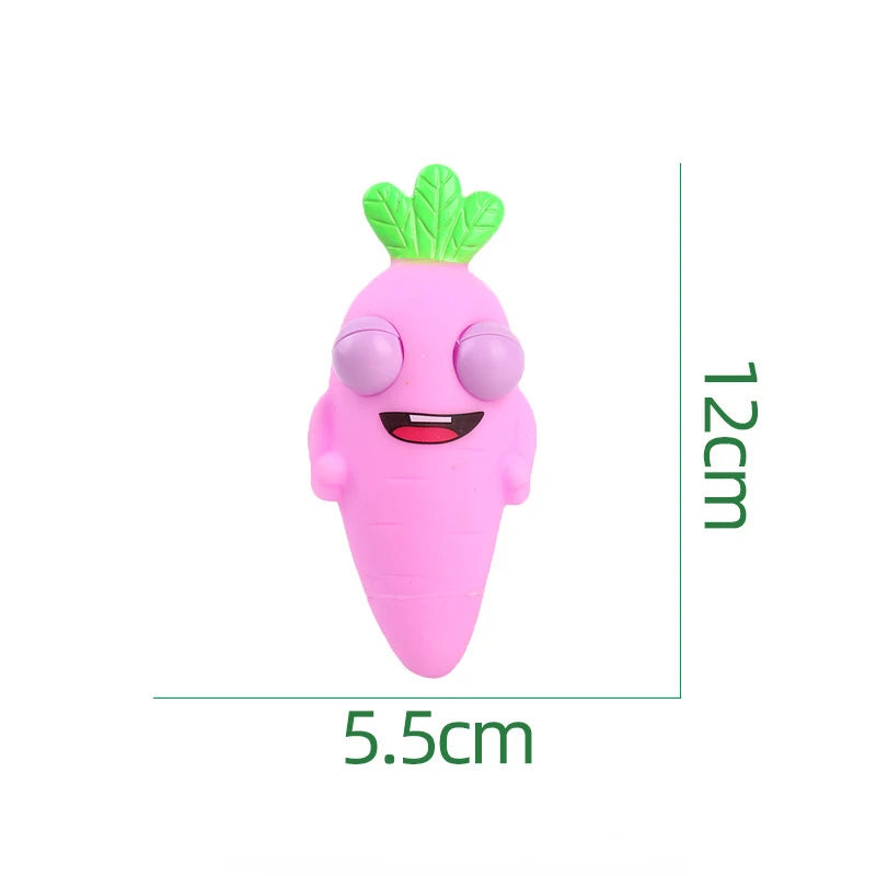 "Creative Cute Fruit Carrots: Silicon Eye-Popping Squeeze Toys for Kids - Stress-Relief Decompression and Explosive Fun"