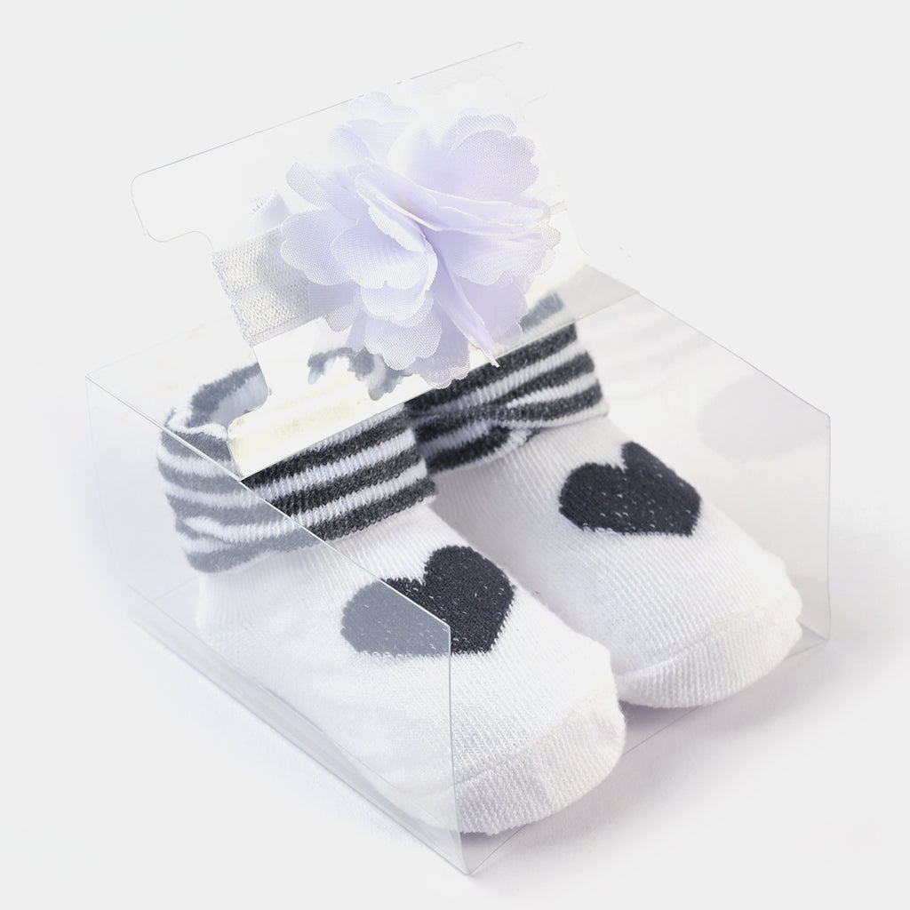 BABY GIRL SOCKS & HEADBAND PACK OF 3 GIFT SET