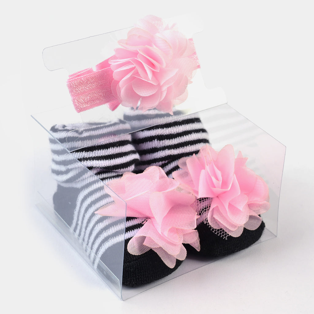 BABY GIRL SOCKS & HEADBAND PACK OF 3 GIFT SET