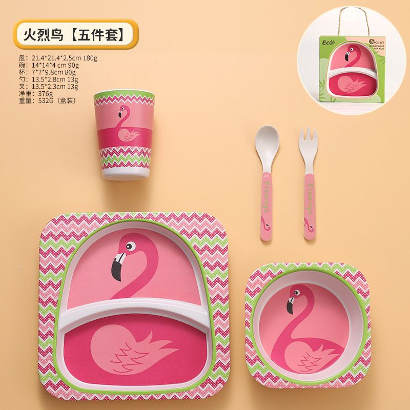 KIDS 5IN1 BAMBOO FIBRE TABLEWARE SET-DUCK