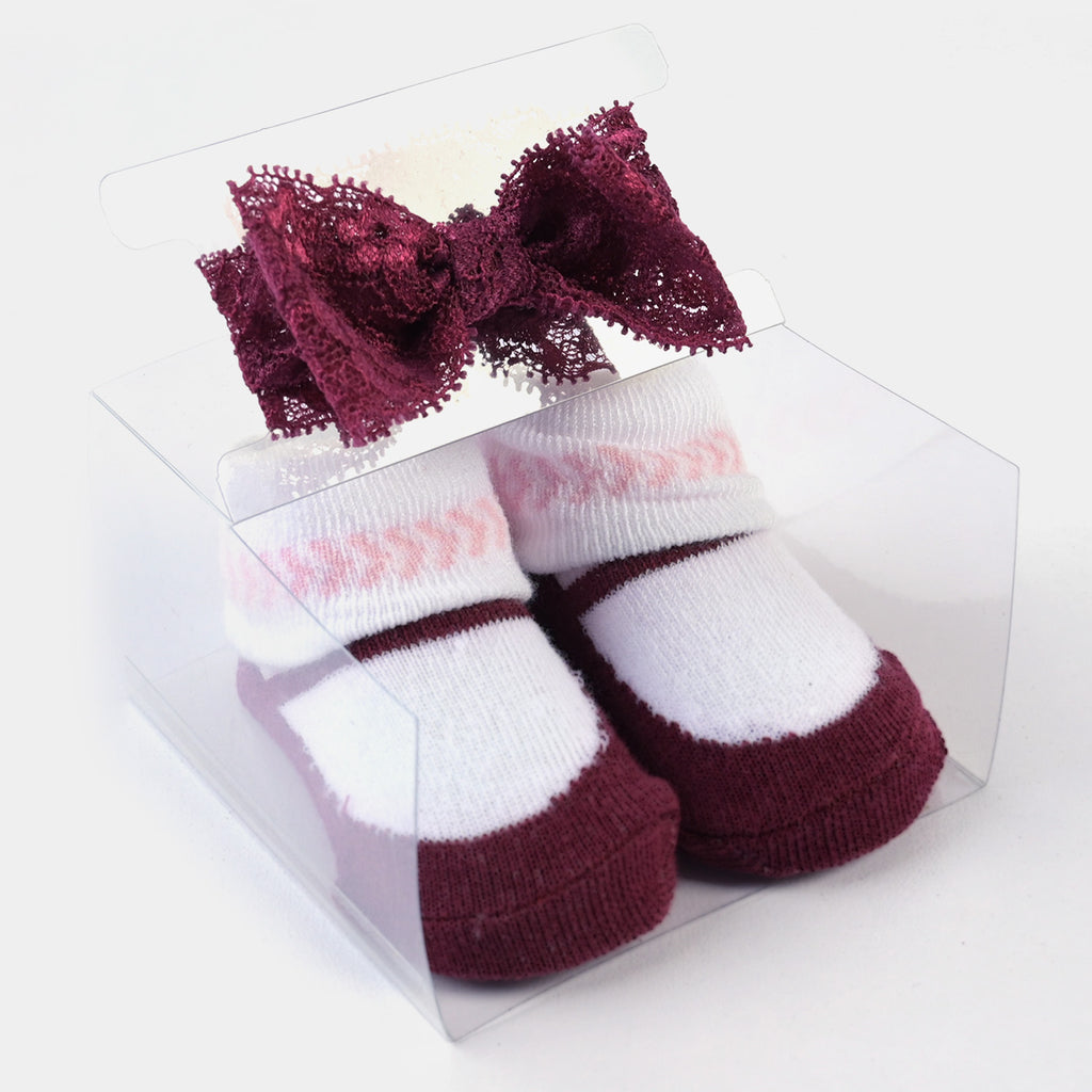 BABY GIRL SOCKS & HEADBAND PACK OF 3 GIFT SET