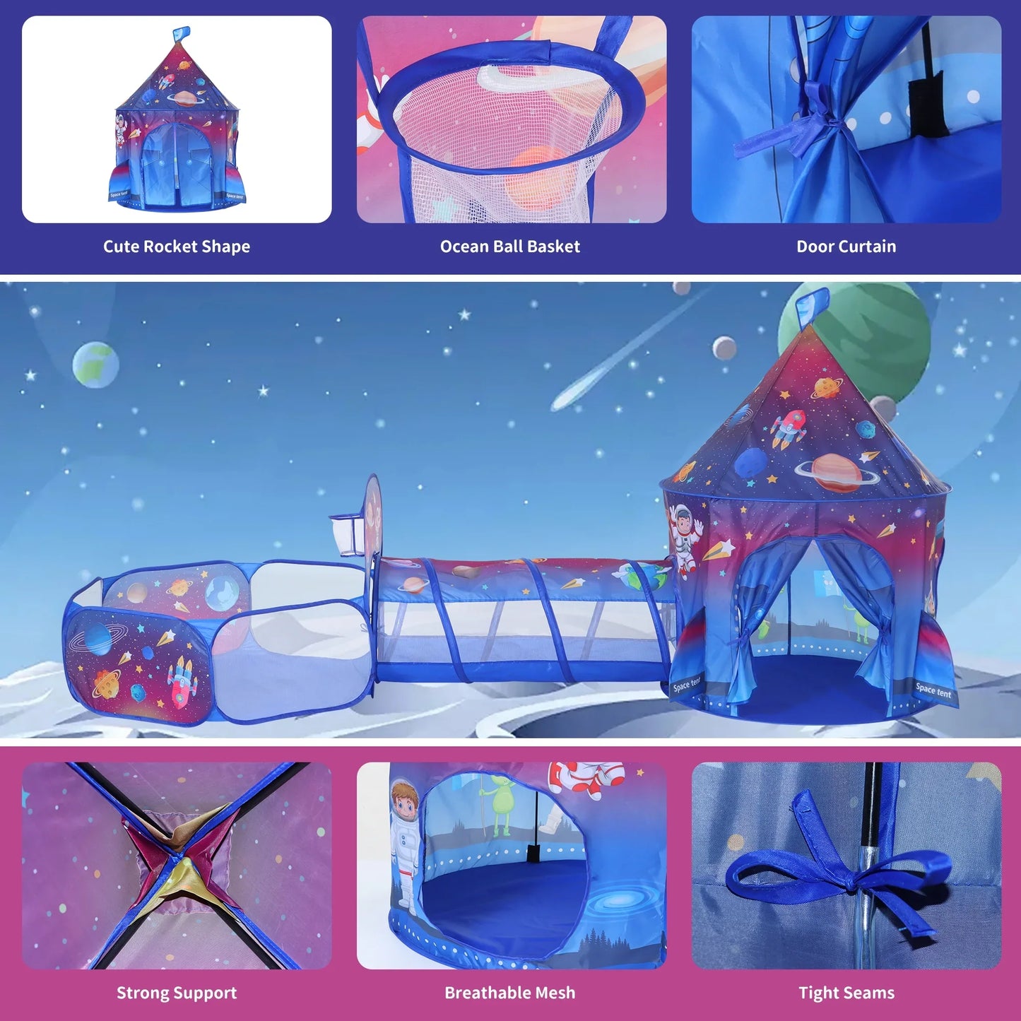 Infantes Kids Play Tent Galaxy Blue + Free 50 Balls