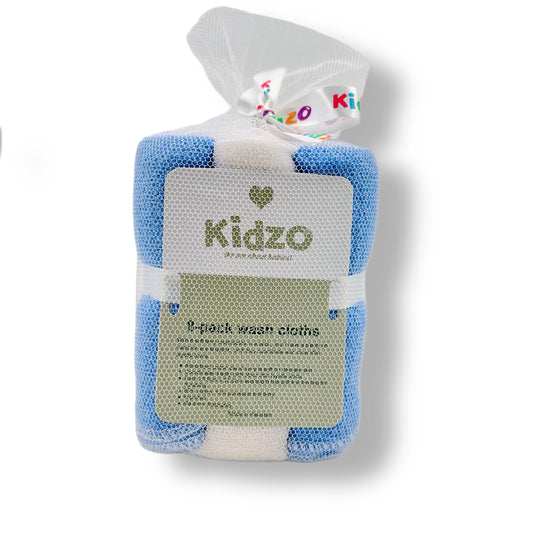 KIDZO Blue And White 8 Piece Wash Cloths