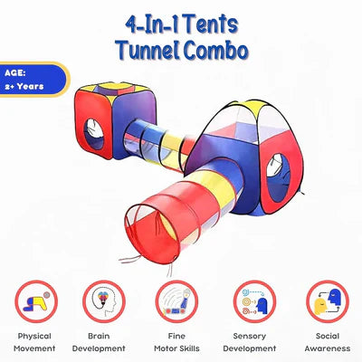 4 in 1 Kids Play Tent and Tunnels + Free 50 Balls