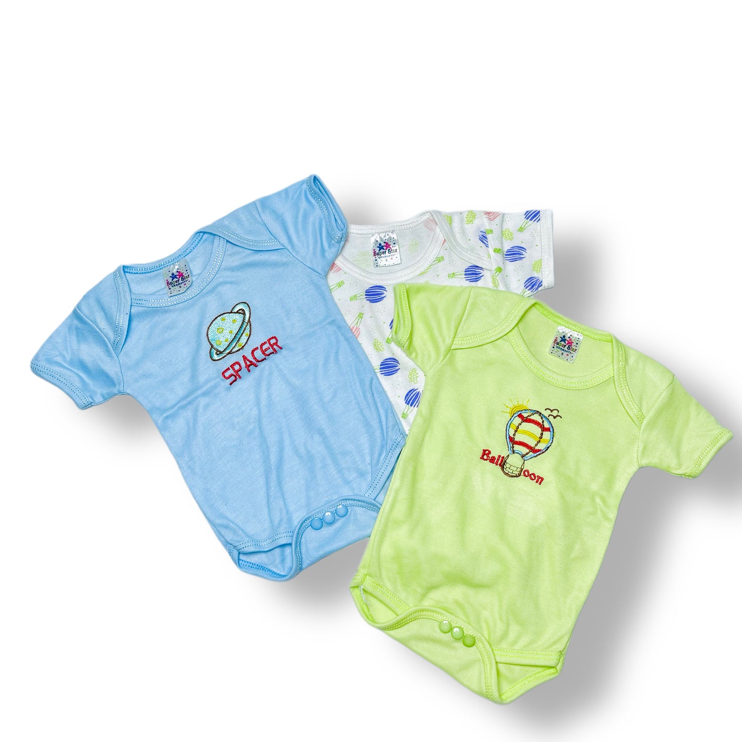 Baby Boys' 3-Piece Bodysuit Set: Sizes 0 to 6 Months