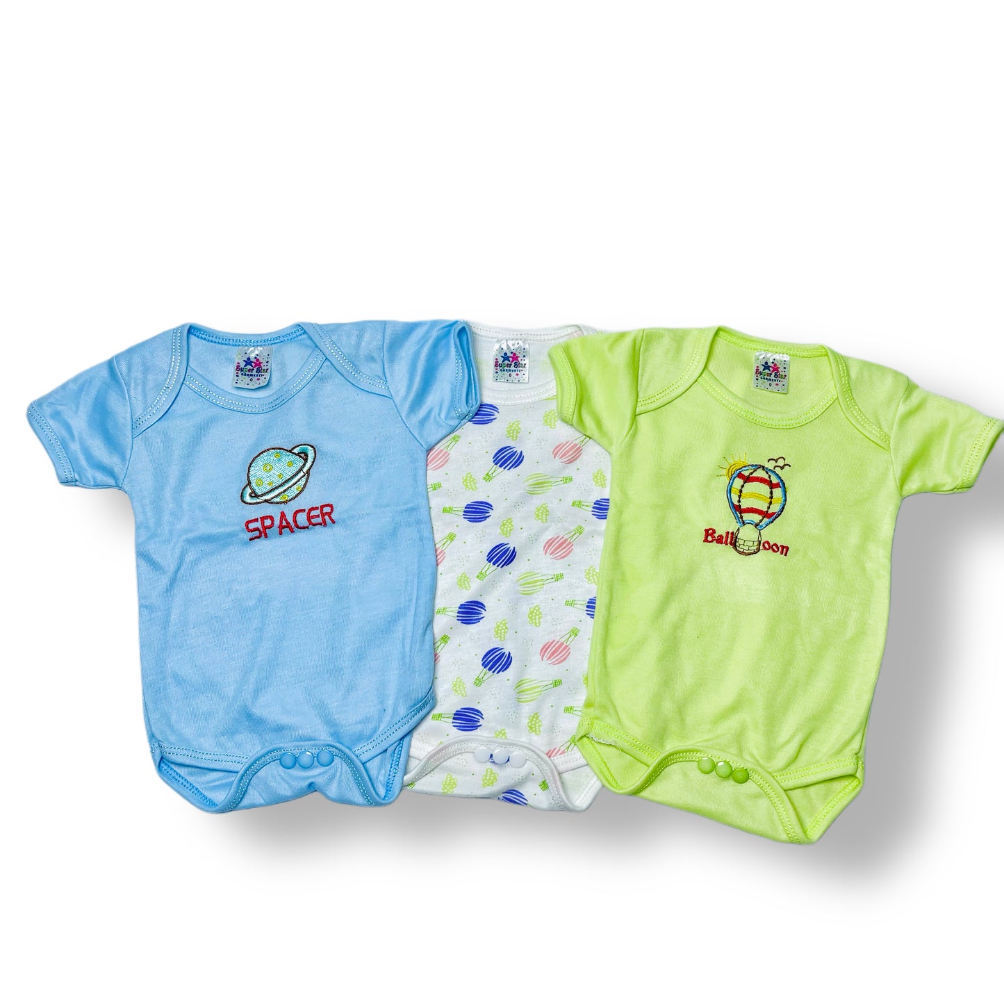 Baby Boys' 3-Piece Bodysuit Set: Sizes 0 to 6 Months