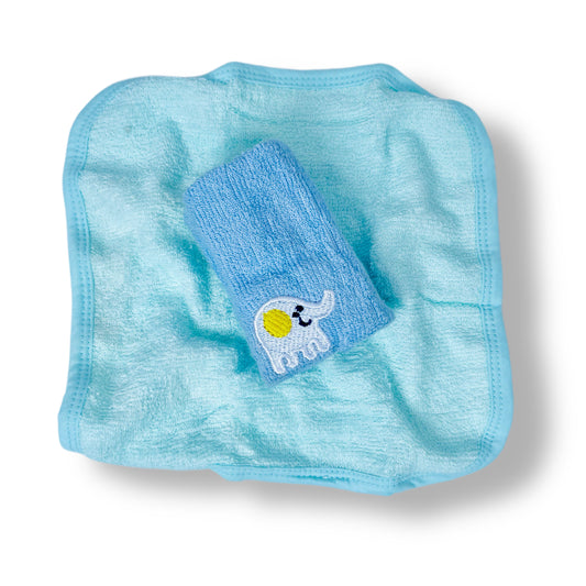 Light Blue Lion Towel Washcloth for Baby