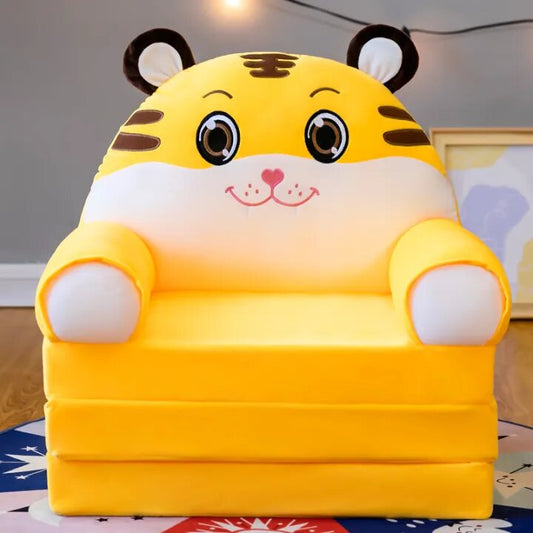 3 LAYER SOFA COMBED KIDS FOLDING SOFA TIGER WITH BIG EYES