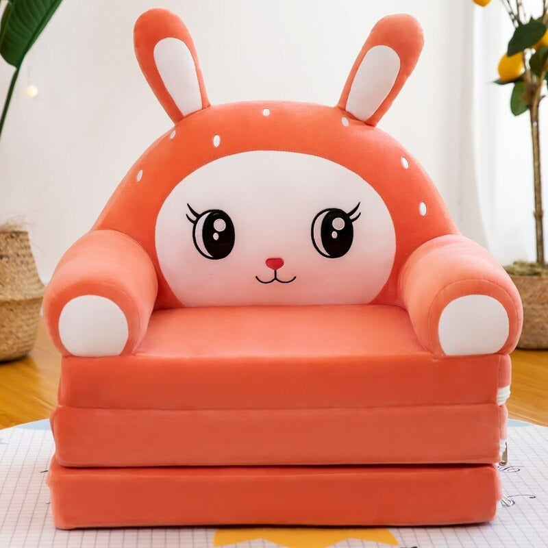 BEAR 3X LAYERS PLUSH SOFA CUMBED PEACH RABBIT