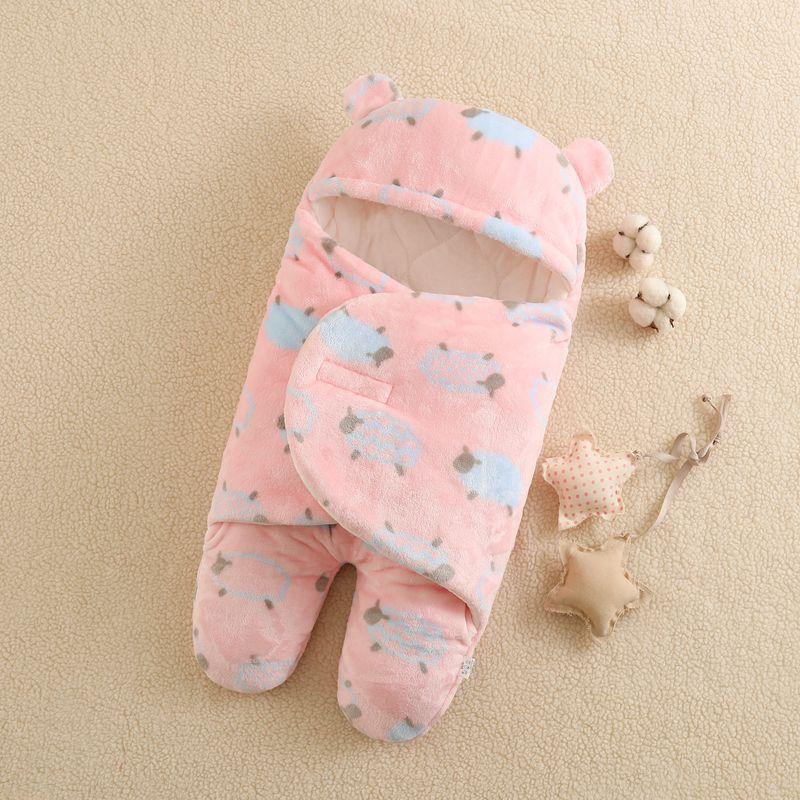 PINK SHEEPS BABY WINTER SWADDLE WITH FEETS