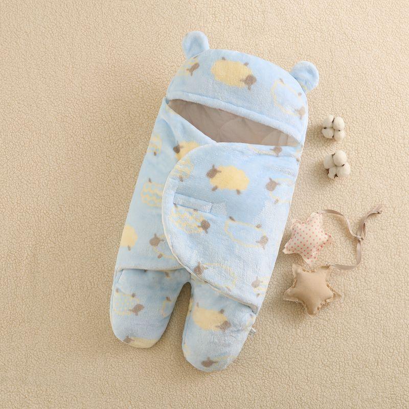 BLUE SHEEPS BABY WINTER SWADDLE WITH FEETS