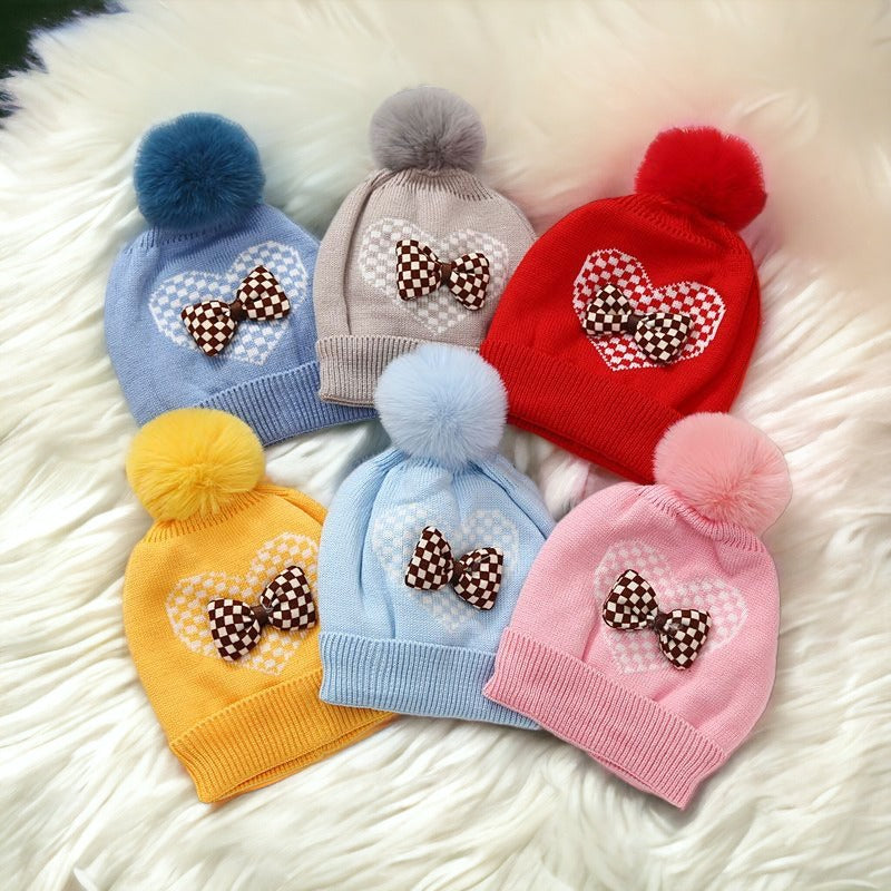 HEART BOW WOOLLEN CAP