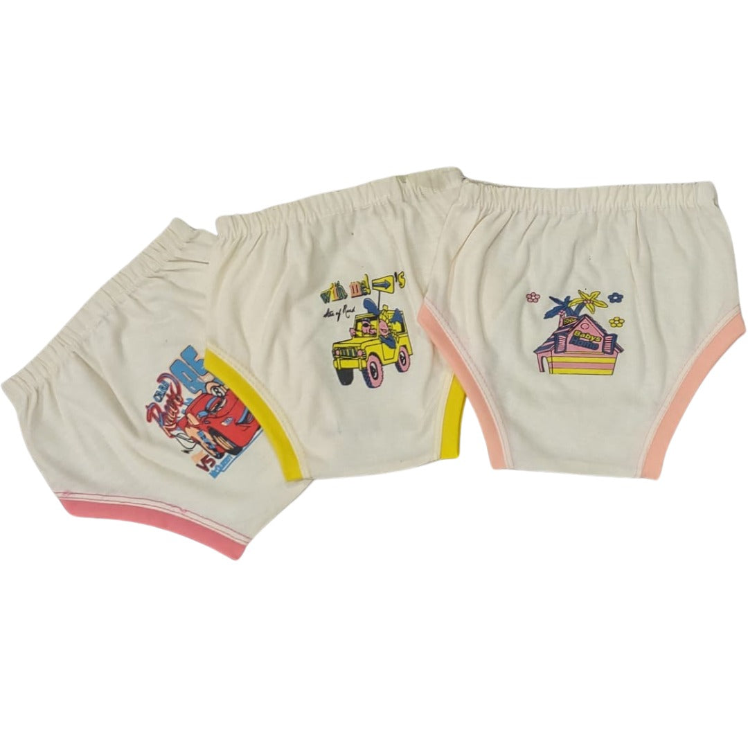 Elastic Waist and Leg Diaper Cover Panties: Cloth Material (Pack of 3)