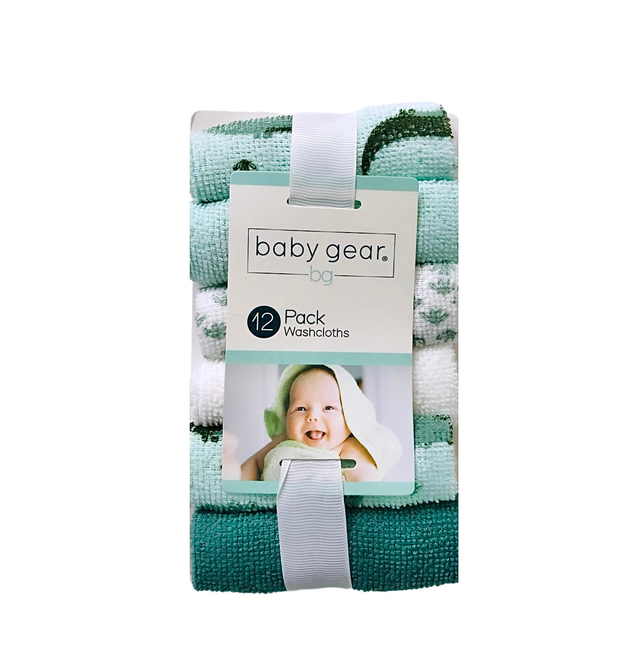 Baby Gear 12-pack Green Floral Washcloth Set